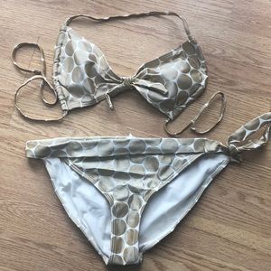 Xhilaration Metallic Gold Bikini Top M Bottom L